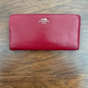 Coach wallet red leather with lots of credit card spots!
